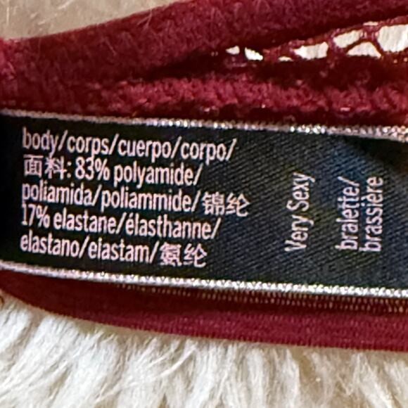 Victorias Secret Very Sexy Halter Keyhole Lace Bralette Burgundy Red Small - Picture 12 of 12